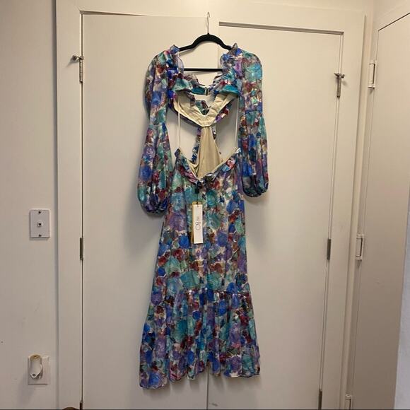 Patbo Blossom Floral Cut Out Chiffon Maxi Dress - Picture 9 of 14